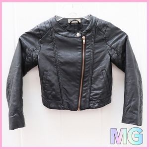 H&M Girls Black Crop Jacket US 6-7Y